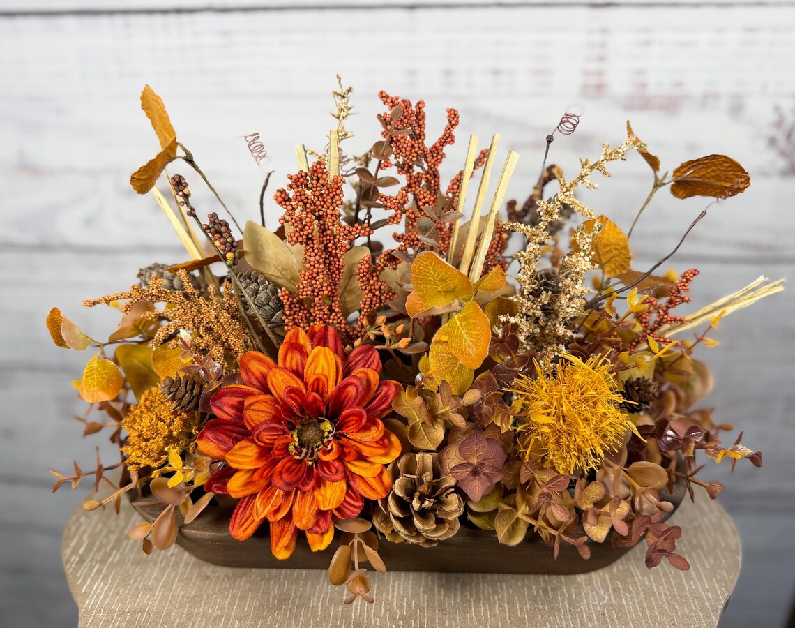 Burnt Orange Harvest Dough Bowl | Orange, Gold & Mauve