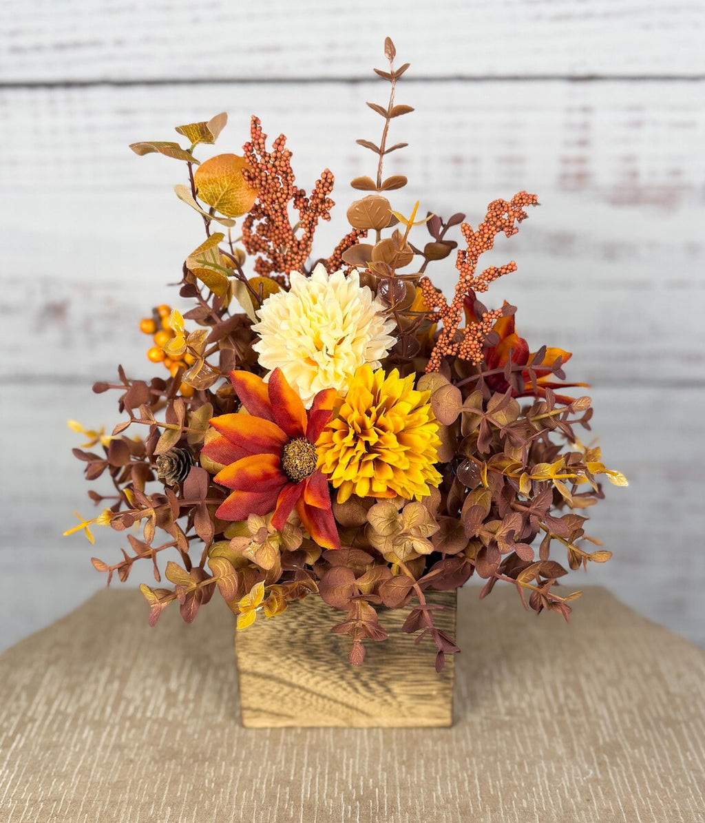 Mustard Mum Fall Arrangement | Mustard Yellow, Rust & Brown
