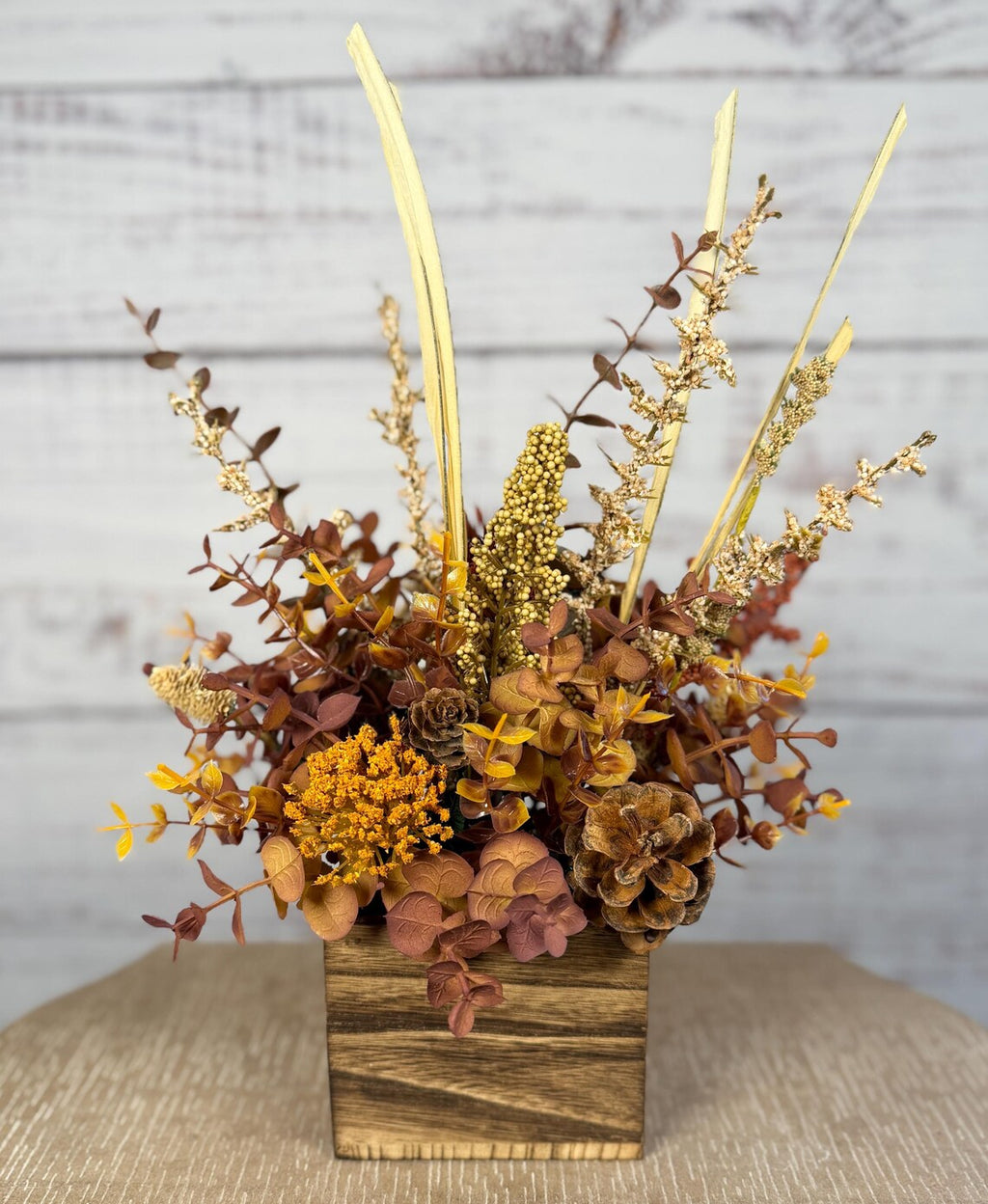 Wispy Autumn Fall Arrangement | Gold, Brown & Mauve | 14.5" Tall
