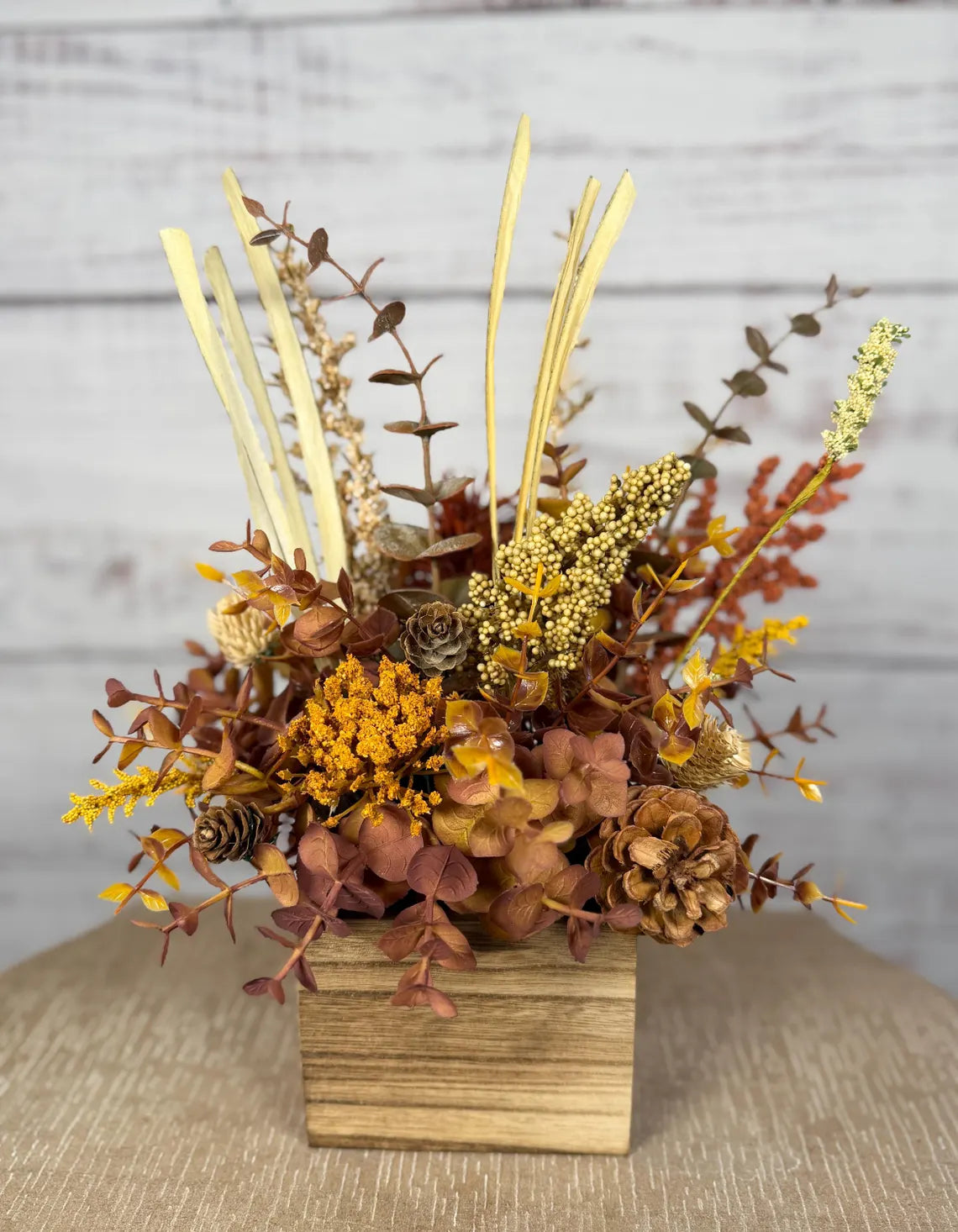 Fall Floral Arrangement | Gold, Brown & Mauve | 12.5" Tall