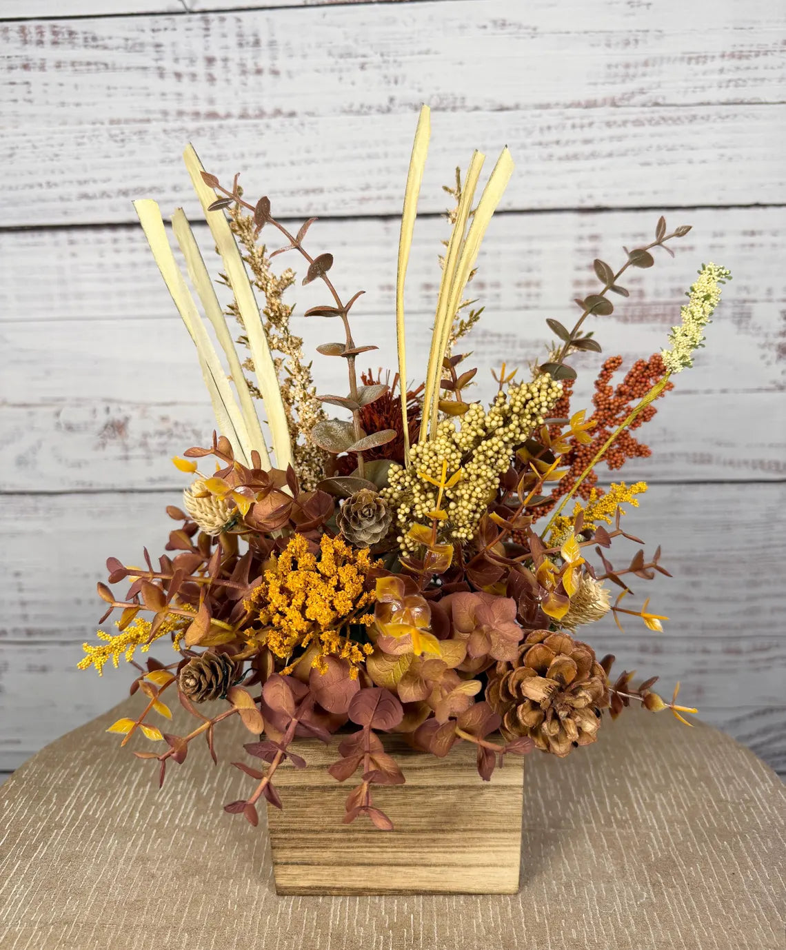 Fall Floral Arrangement | Gold, Brown & Mauve | 12.5" Tall