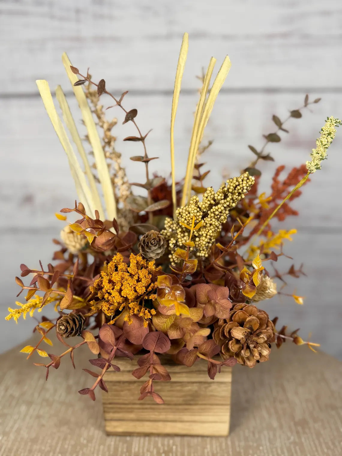 Fall Floral Arrangement | Gold, Brown & Mauve | 12.5" Tall