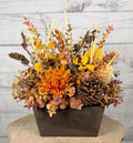 Rustic Orange Mum Fall Arrangement | Orange, Gold & Brown | 15" Tall