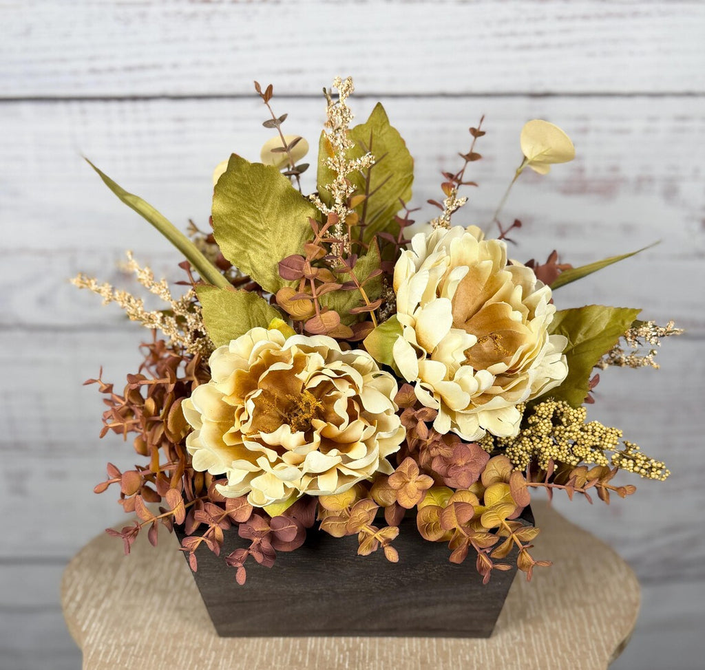 Cream Peony Fall Arrangement | Cream, Mauve & Olive Green