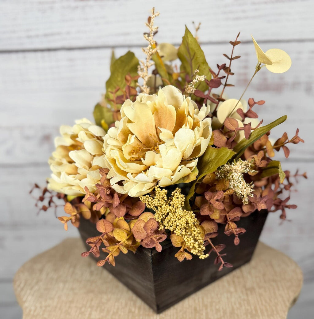 Cream Peony Fall Arrangement | Cream, Mauve & Olive Green