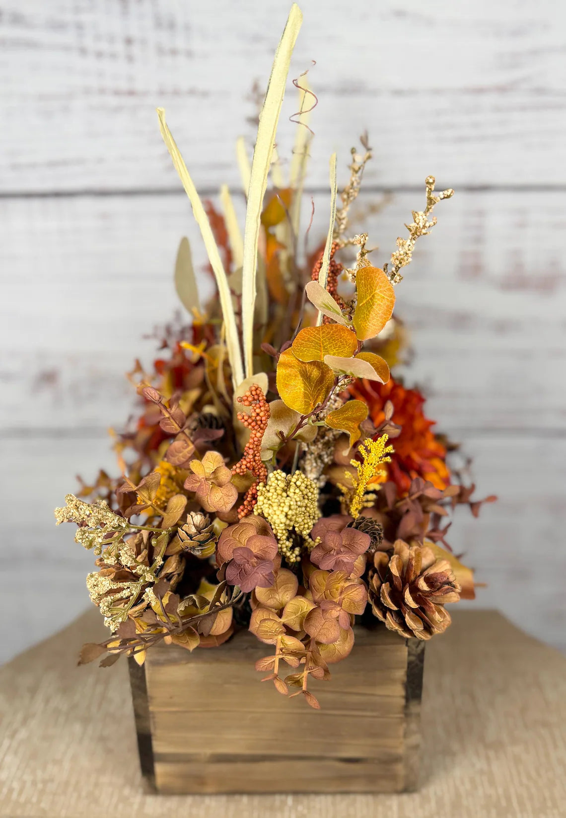 Fall Floral Arrangement | Orange, Gold & Brown | 15" Tall