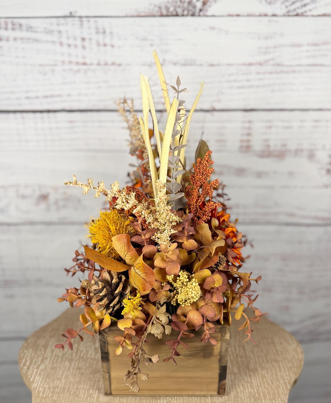 Fall Floral Arrangement | Orange, Gold & Brown | 15" Tall
