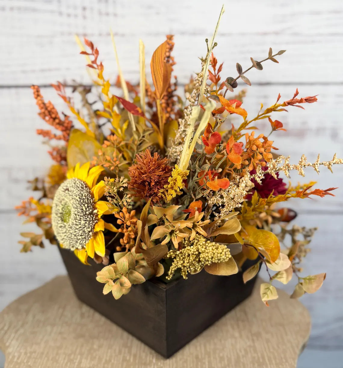 Sunflower Harvest Fall Arrangement | Yellow, Orange & Rustic Brown
