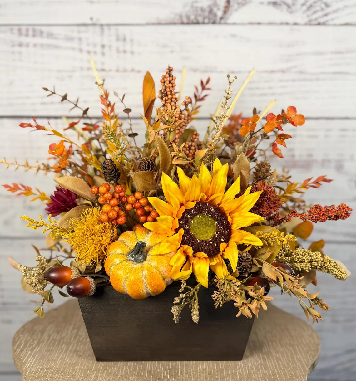 Sunflower Harvest Fall Arrangement | Yellow, Orange & Rustic Brown