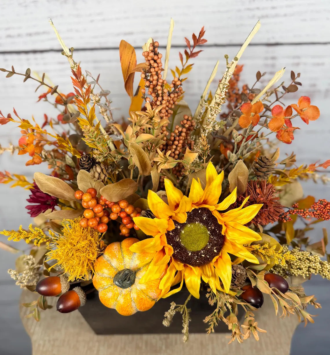 Sunflower Harvest Fall Arrangement | Yellow, Orange & Rustic Brown