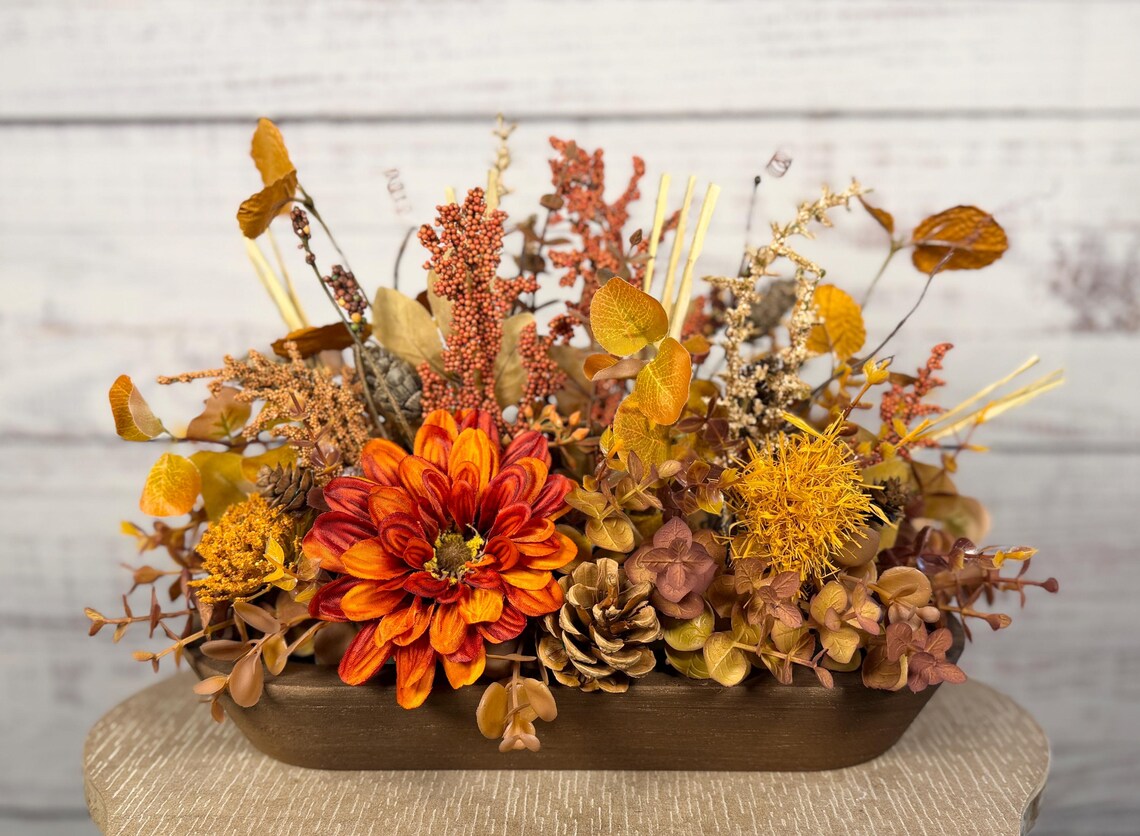 Burnt Orange Harvest Dough Bowl | Orange, Gold & Mauve