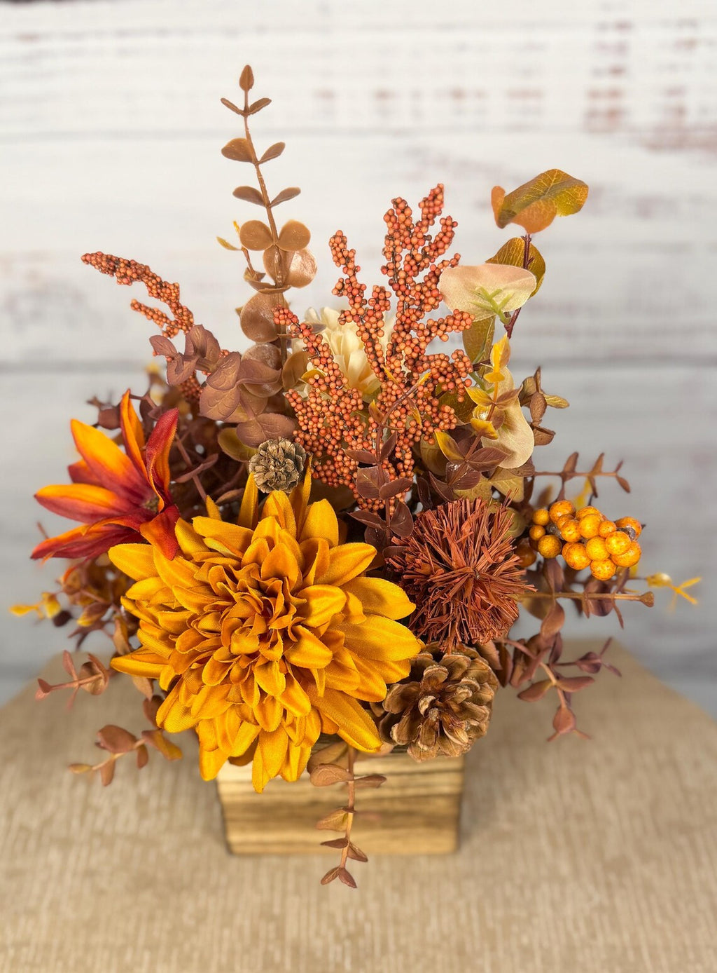 Mustard Mum Fall Arrangement | Mustard Yellow, Rust & Brown