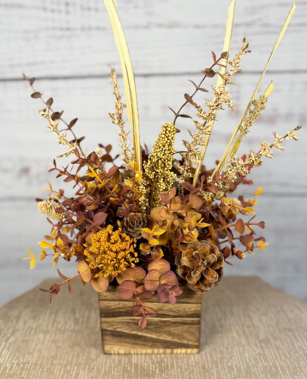 Wispy Autumn Fall Arrangement | Gold, Brown & Mauve | 14.5" Tall