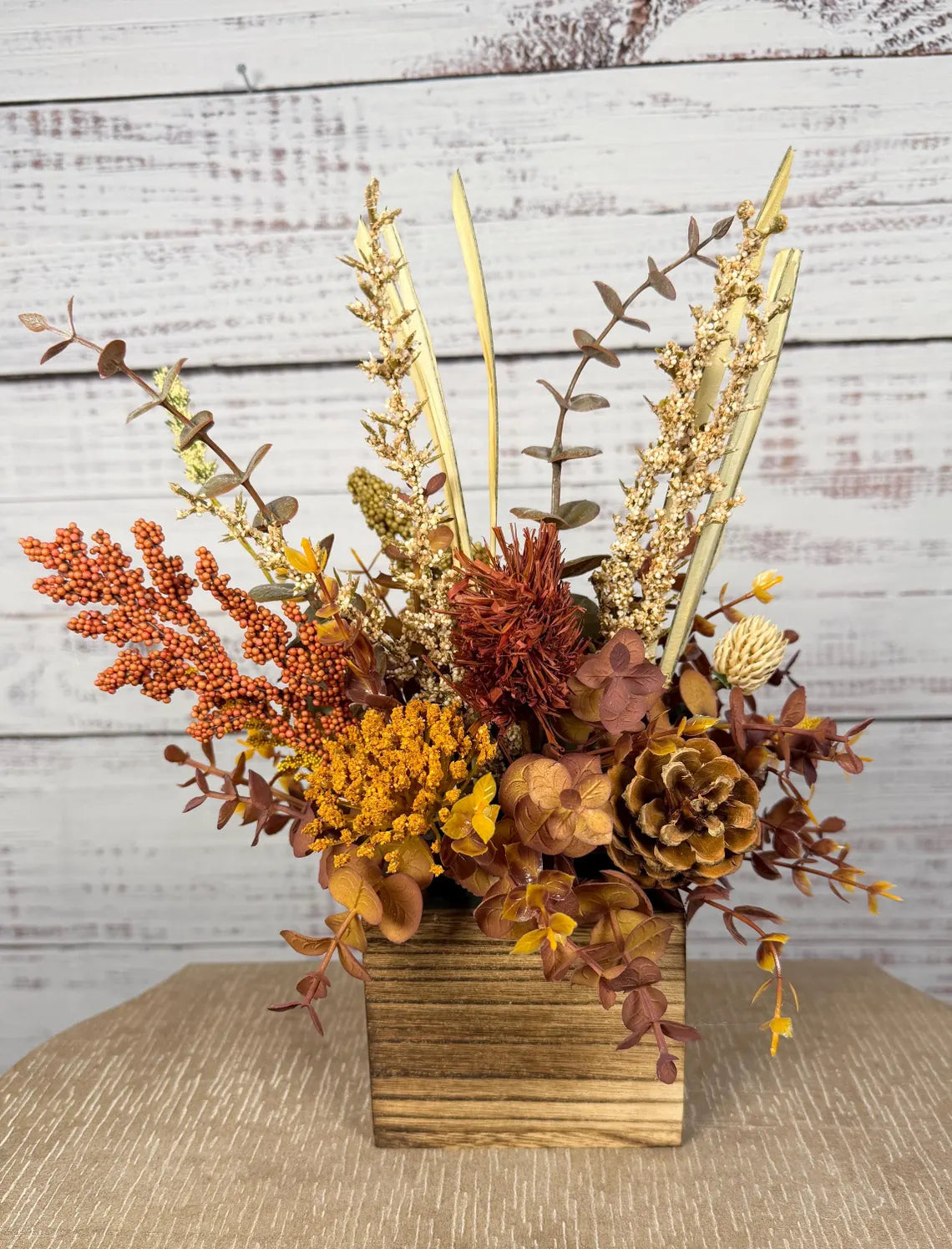 Golden Wildflower Fall Arrangement | Gold, Mauve & Brown