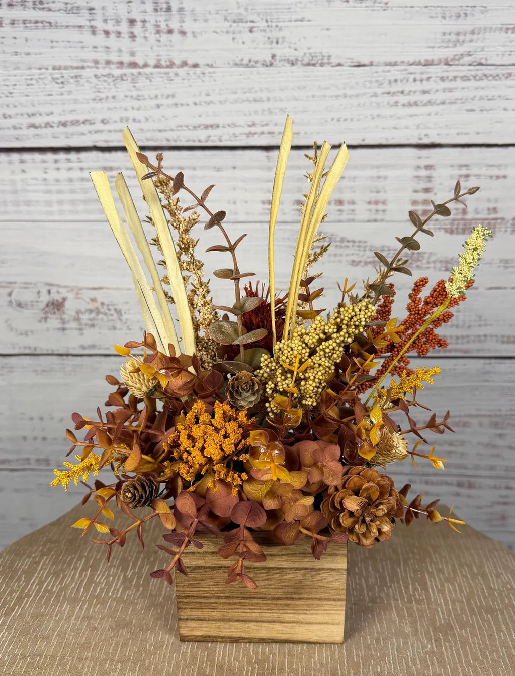 Golden Wildflower Fall Arrangement | Gold, Mauve & Brown