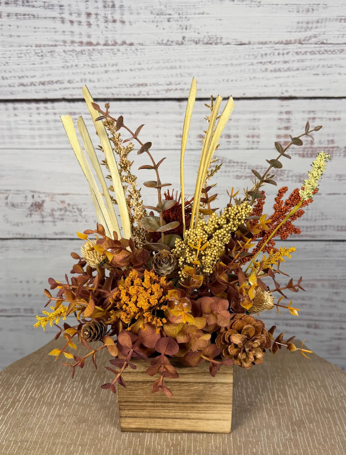 Golden Wildflower Fall Arrangement | Gold, Mauve & Brown
