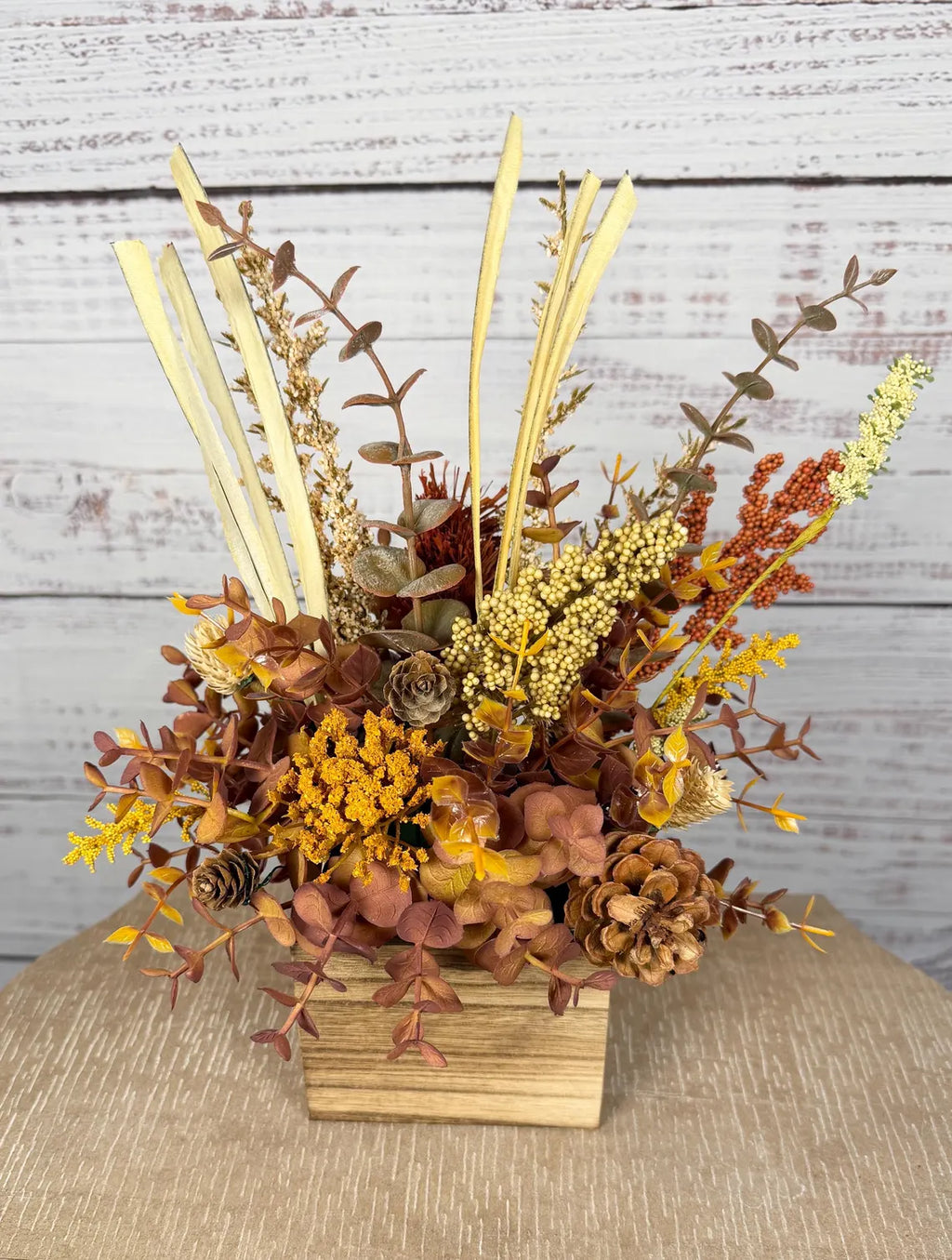 Golden Wildflower Fall Arrangement | Gold, Mauve & Brown