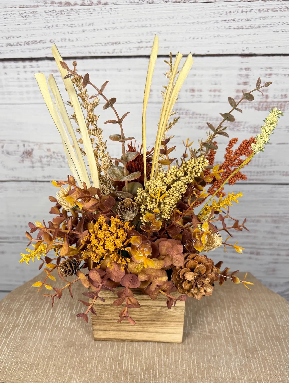 Golden Wildflower Fall Arrangement | Gold, Mauve & Brown