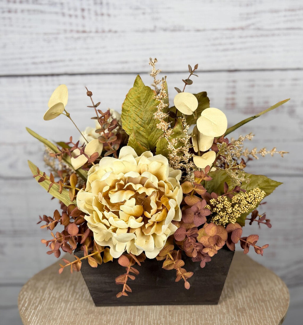 Cream Peony Fall Arrangement | Cream, Mauve & Olive Green
