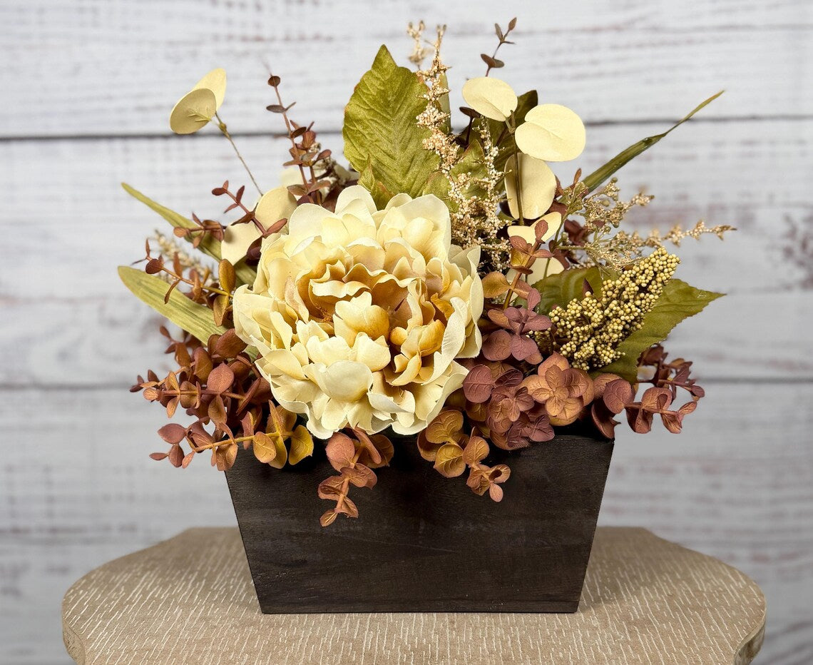 Cream Peony Fall Arrangement | Cream, Mauve & Olive Green