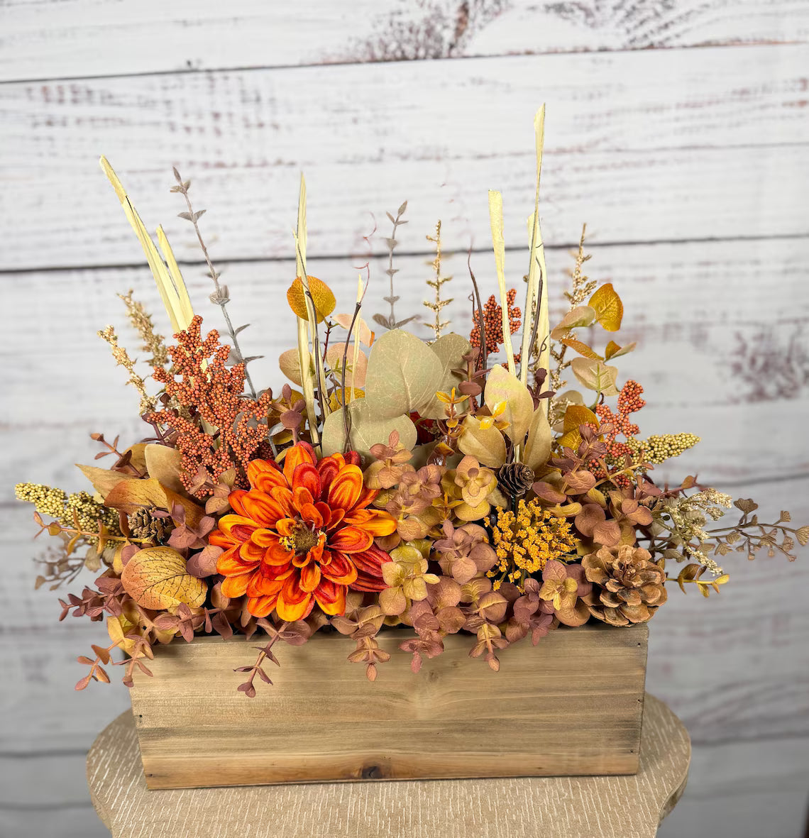 Fall Floral Arrangement | Orange, Gold & Brown | 15" Tall