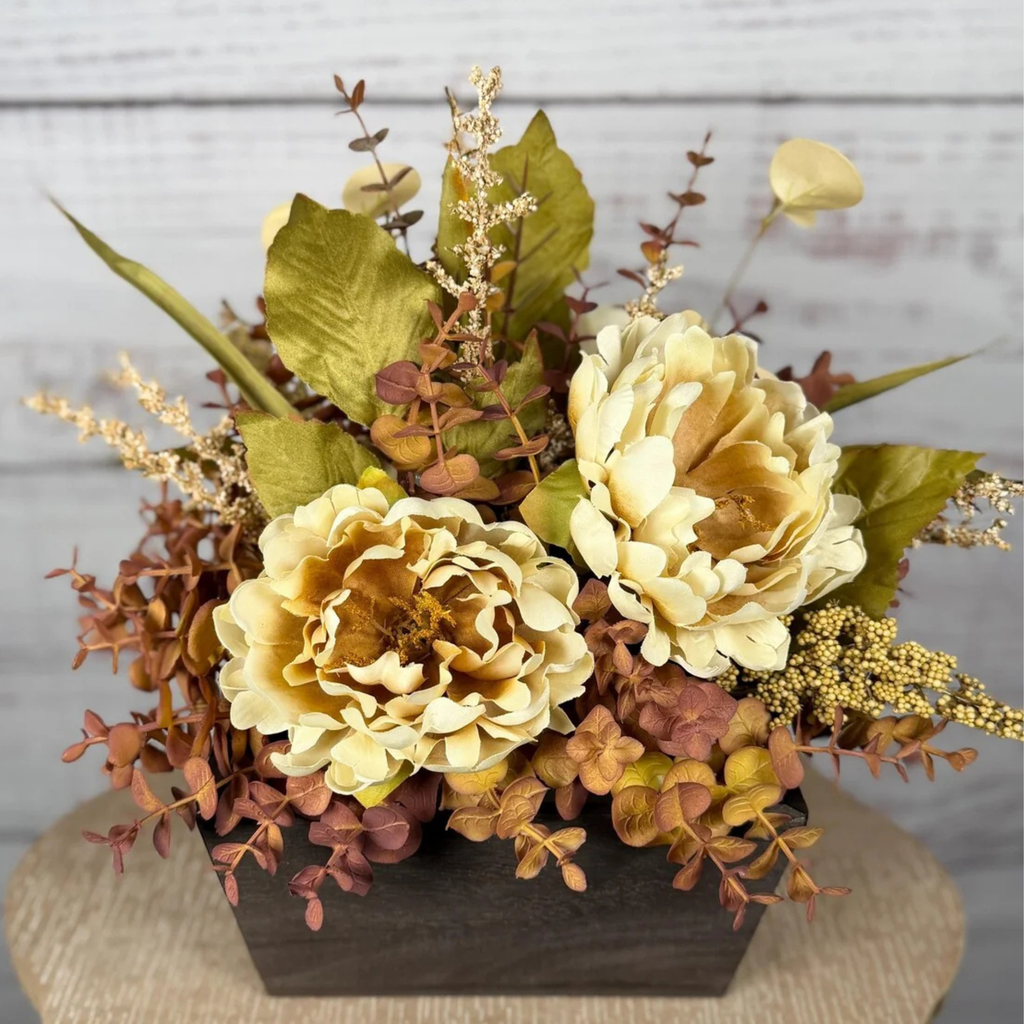 Creamy Peony Fall Arrangement | Cream, Mauve & Olive Green