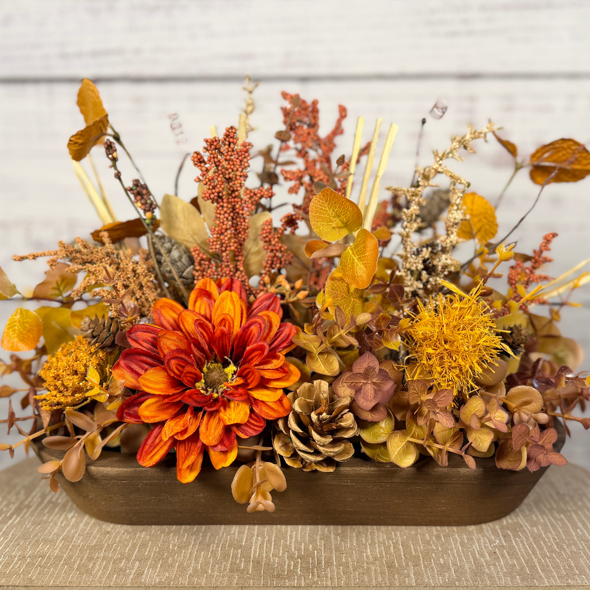 Burnt Orange Harvest Dough Bowl | Orange, Gold & Mauve