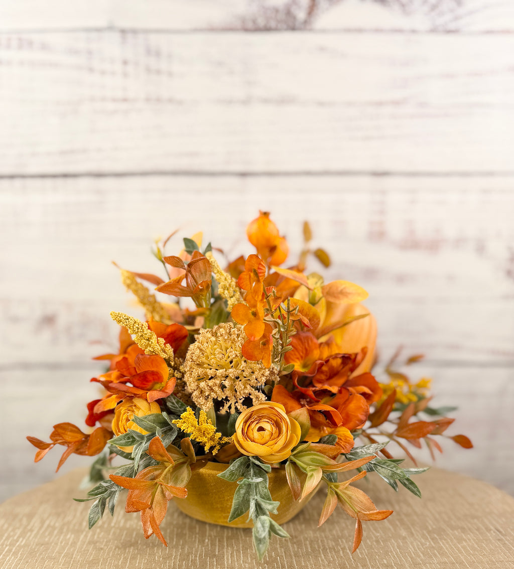 Side view with golden blooms
