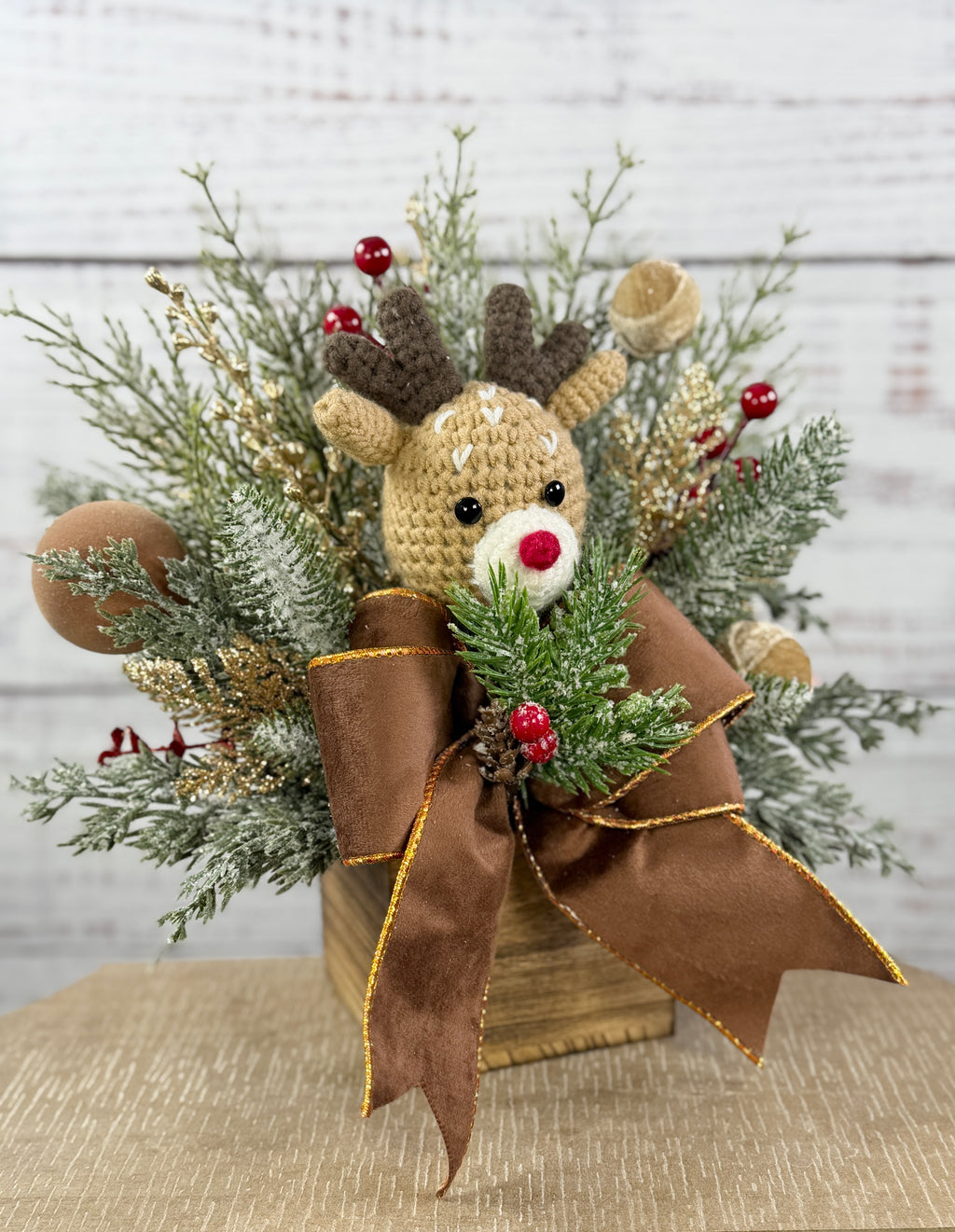 Angled view of reindeer arrangement