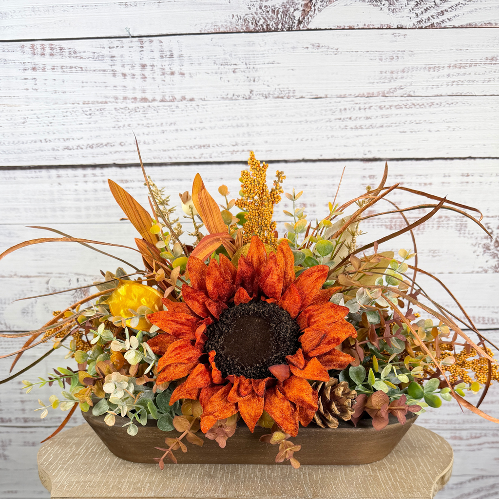 Autumn Sunflower Dough Bowl Arrangement