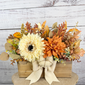 Harvest Haven Fall Wood Trough Arrangement