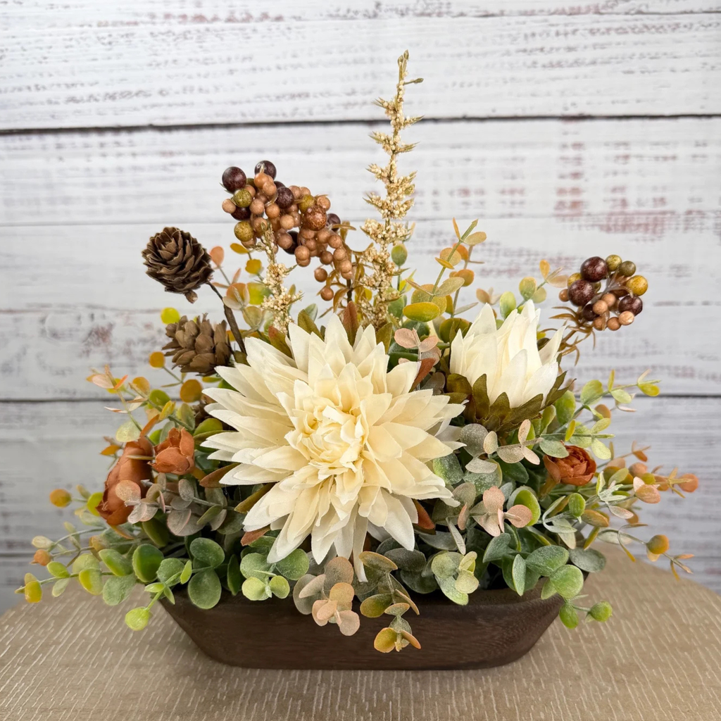Autumn Meadow – Petite Dough Bowl Arrangement